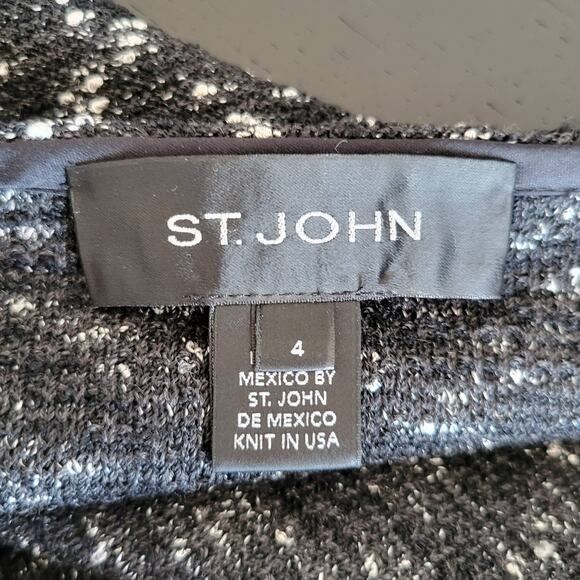 St. John Tweed Pencil Skirt Black White Wool Rayon Blend Side Zip Women 4 - Picture 10 of 12